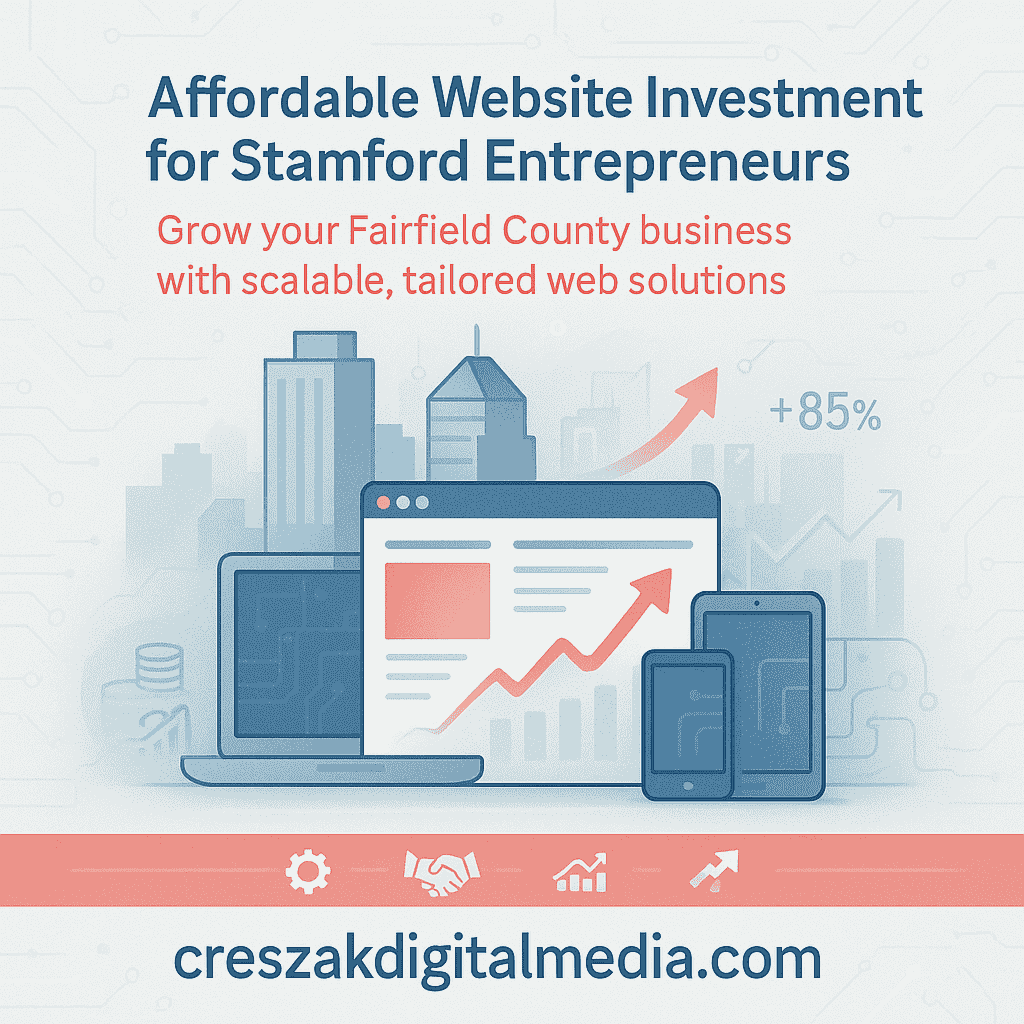 Web Design Services in Stamford offering affordable website development investment for small business growth by CresZak Digital Media