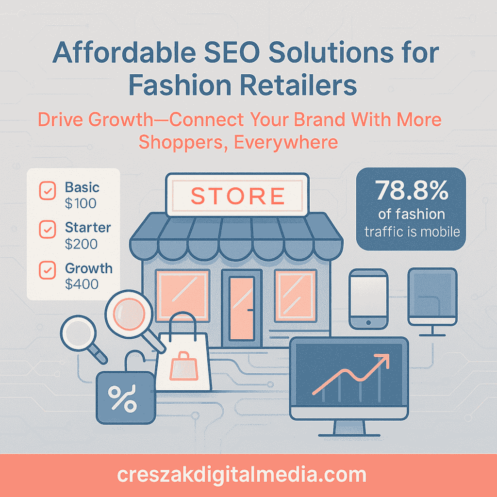 Budget-friendly SEO services for fashion optimization plans designed for retail brands by CresZak Digital Media