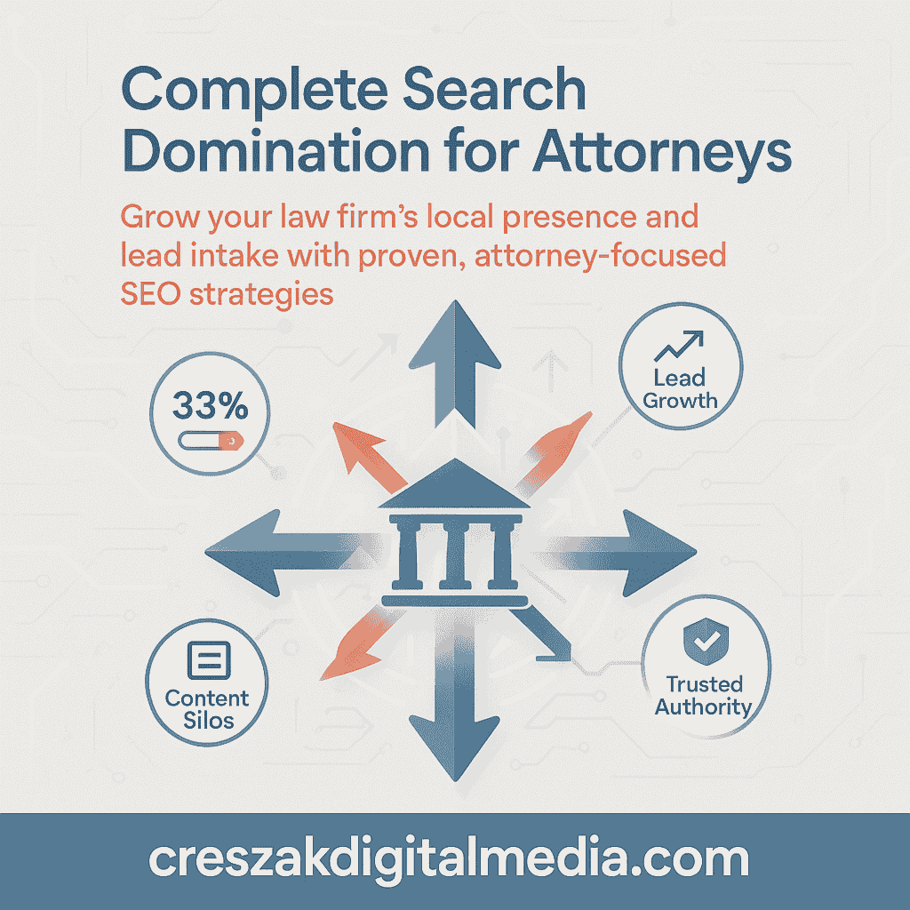 Building complete search domination for attorneys with strategic SEO services for lawyers by CresZak Digital Media