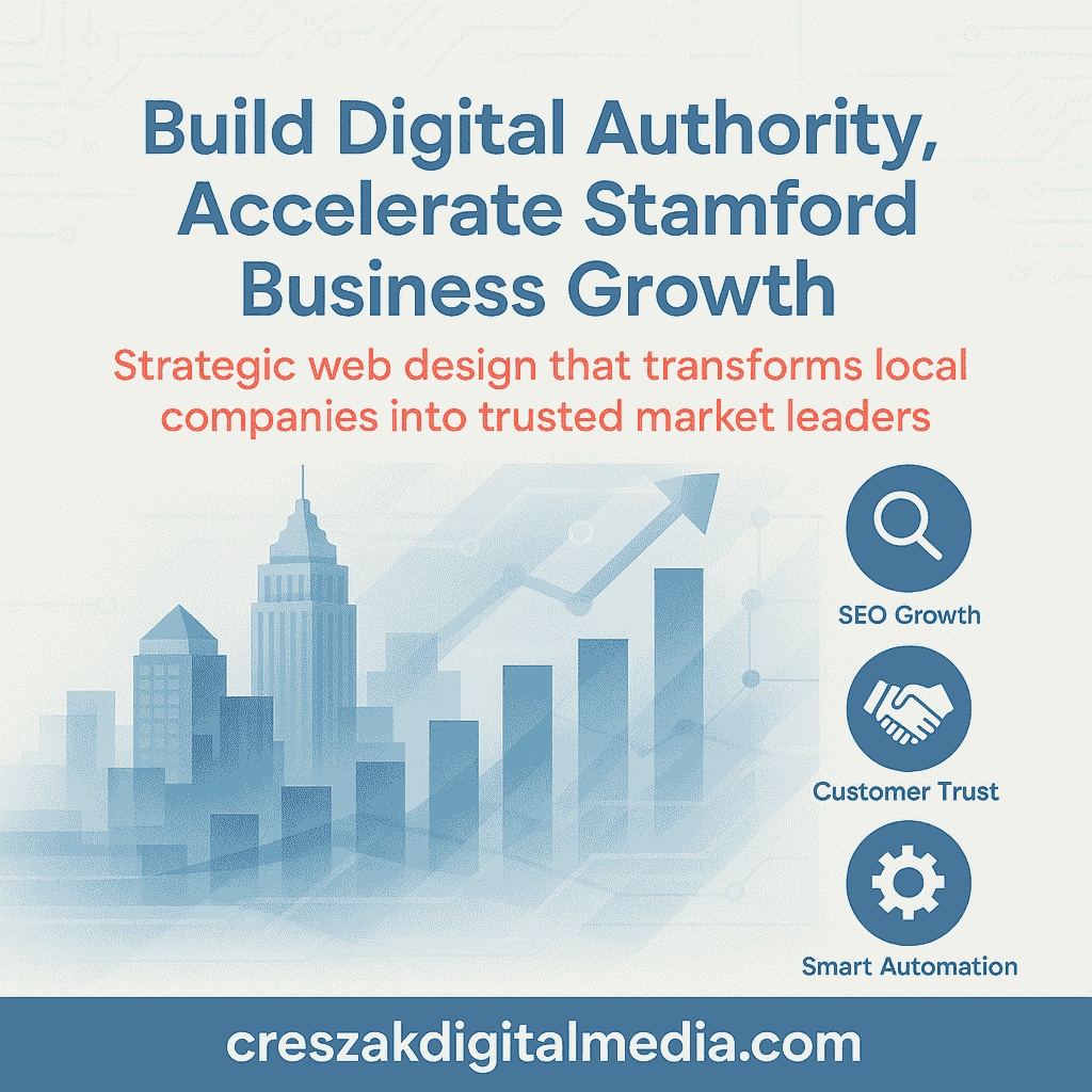 Web Design Services in Stamford helping businesses build digital authority with strategic website design by CresZak Digital Media
