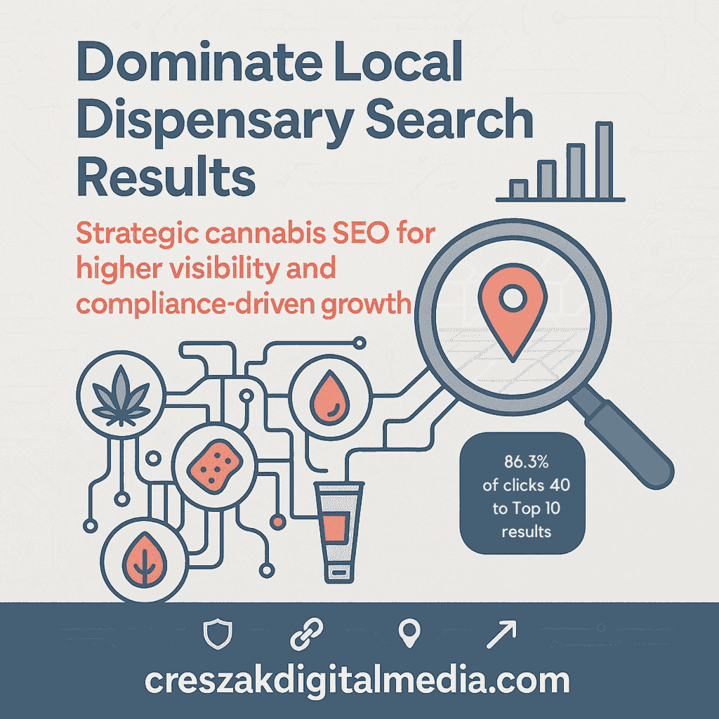 Building cannabis dispensary search strategy for local dominance with CresZak Digital Media SEO experts