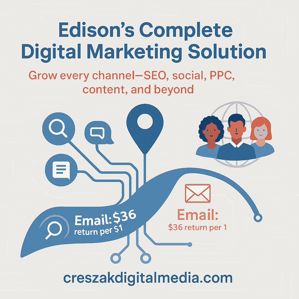 Digital Marketing Services in Edison delivering comprehensive channels like SEO and content marketing by CresZak Digital Media