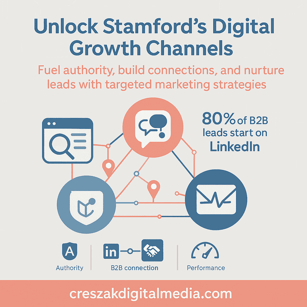 core digital marketing channels available for stamford companies Digital Marketing Services in Stamford covering core channels like SEO and content marketing by CresZak Digital Media