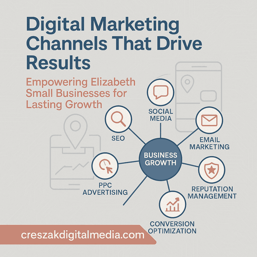 Digital Marketing Services in Elizabeth covering core channels like SEO and content marketing by CresZak Digital Media
