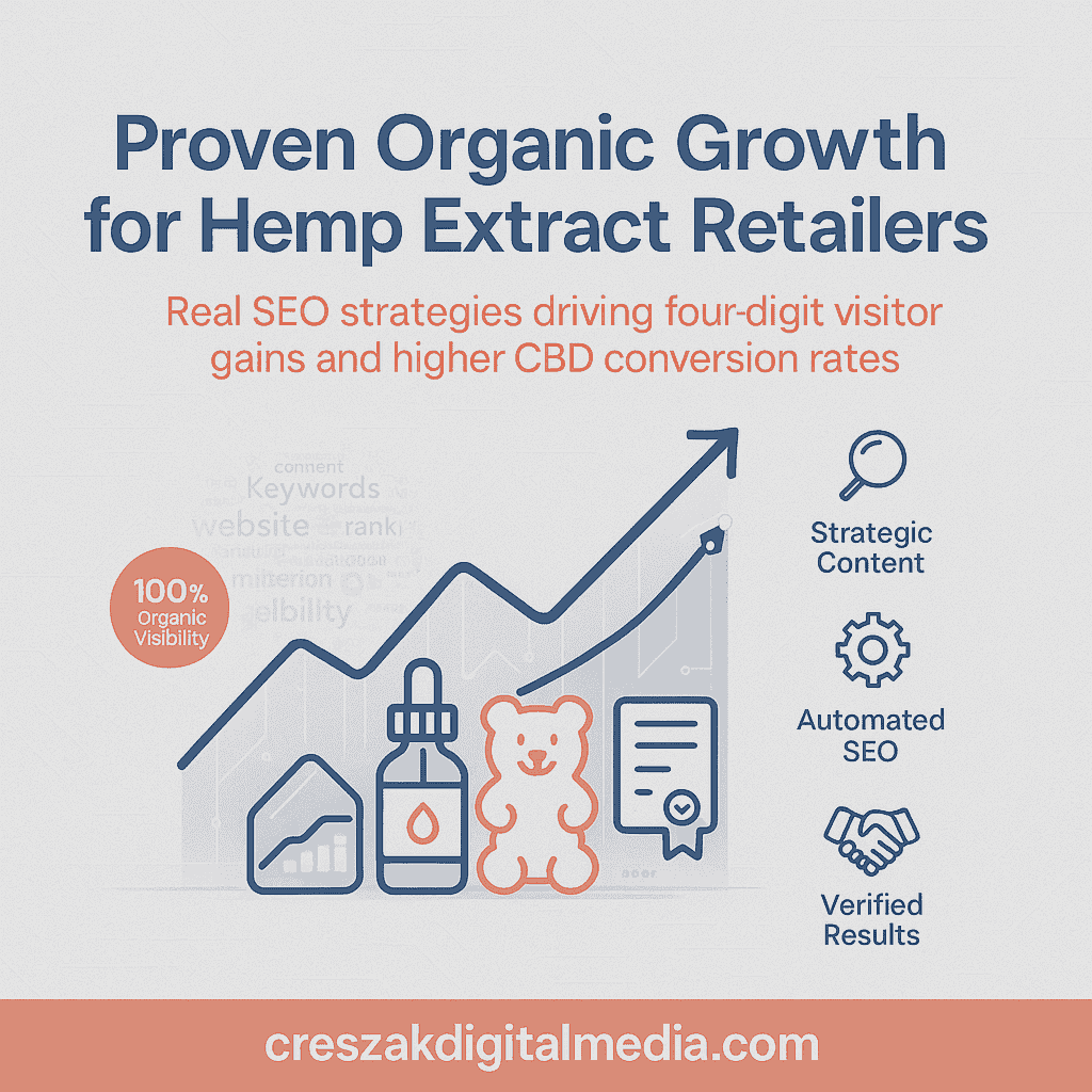 Documented success for hemp extract retailers achieving organic growth with SEO services for Delta-8 and CBD