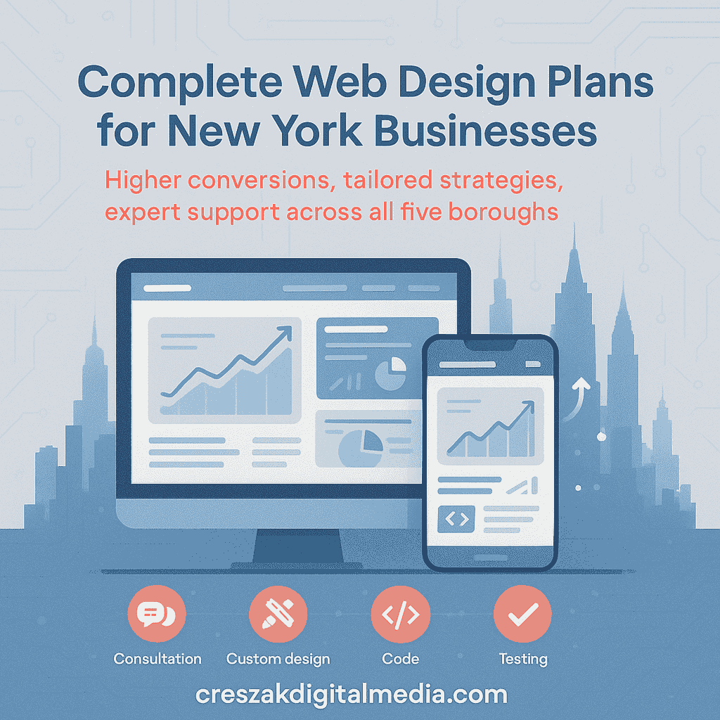 Web Design Services in New York with professional website features that improve UX and conversions by CresZak Digital Media