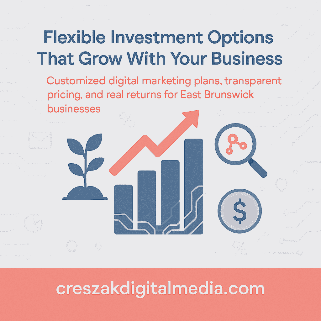 Digital Marketing Services in East Brunswick offering flexible marketing investment options with SEO strategy by CresZak Digital Media