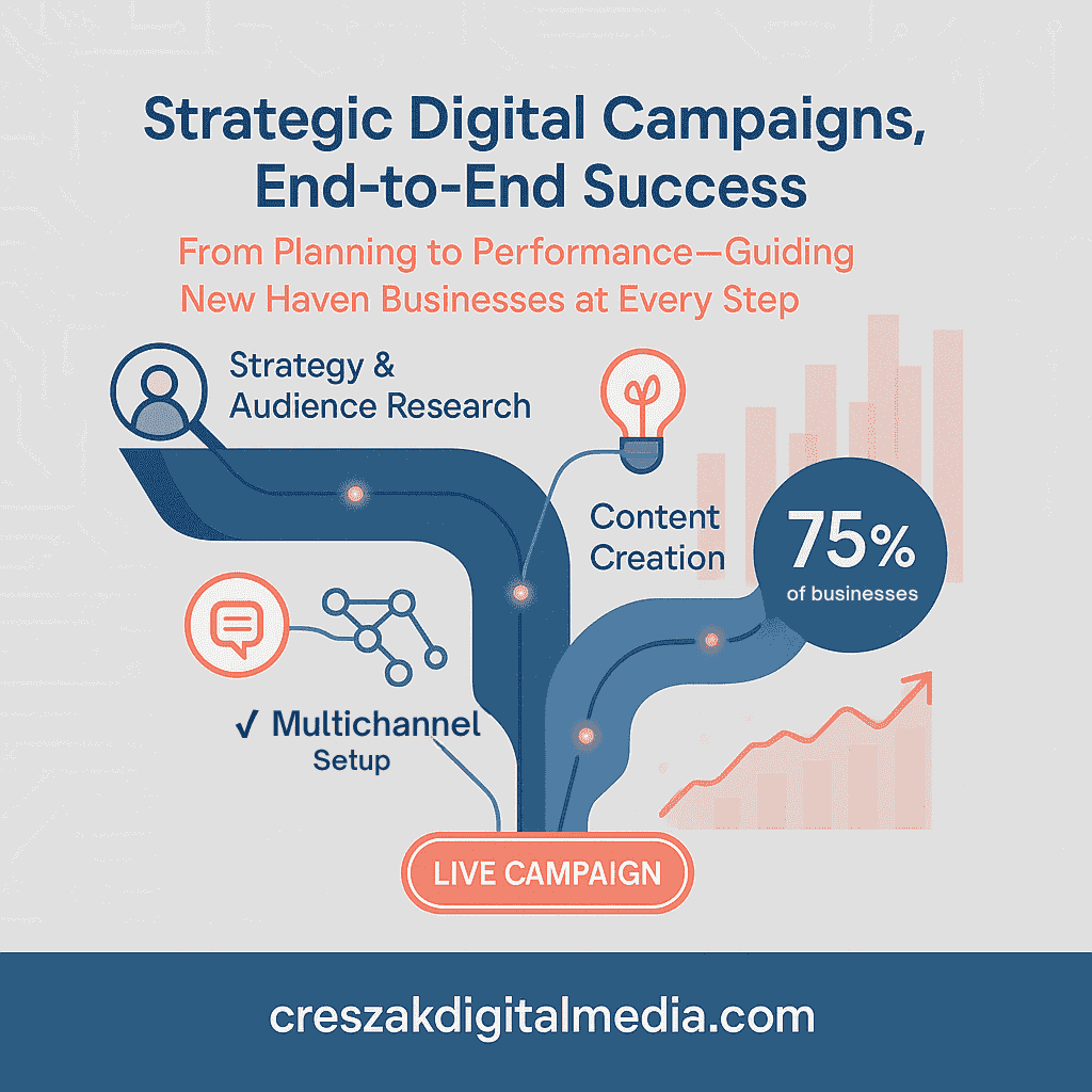 Digital Marketing Services in New Haven guiding strategy to campaign execution with SEO planning by CresZak Digital Media