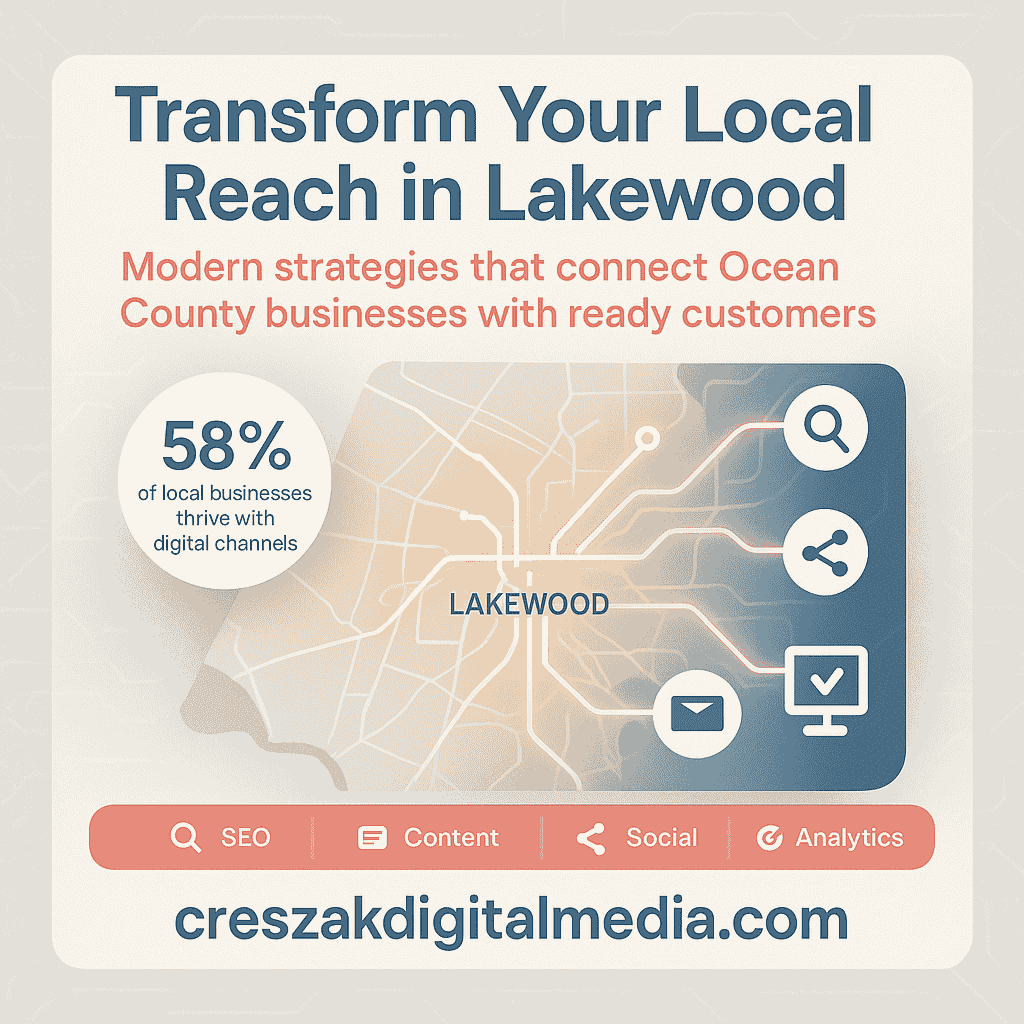 Digital Marketing Services in Lakewood improving local business visibility with SEO strategy by CresZak Digital Media