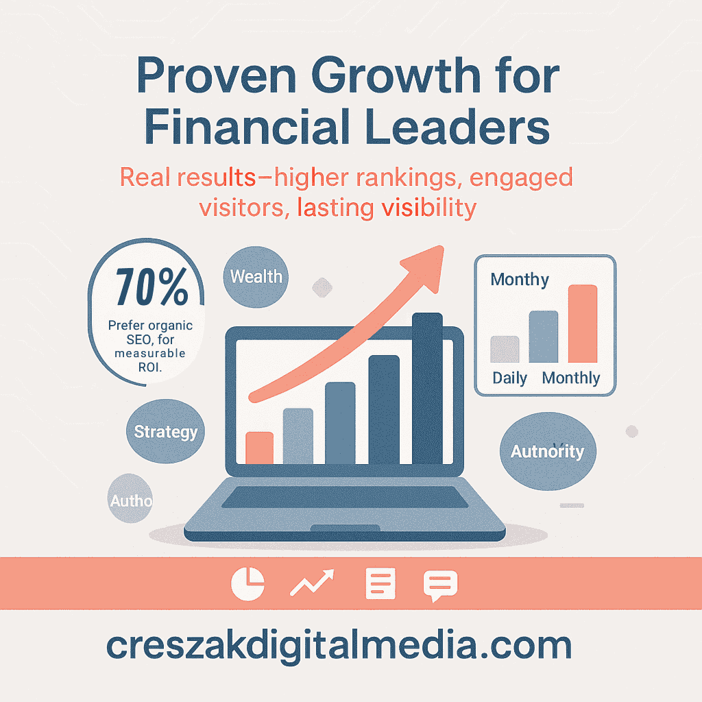 Measurable growth and success stories from financial services clients with SEO services for finance experts