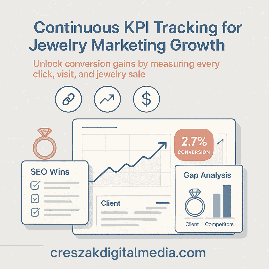 Measuring and optimizing jewelry marketing performance with SEO services for jewelry by CresZak Digital Media agency