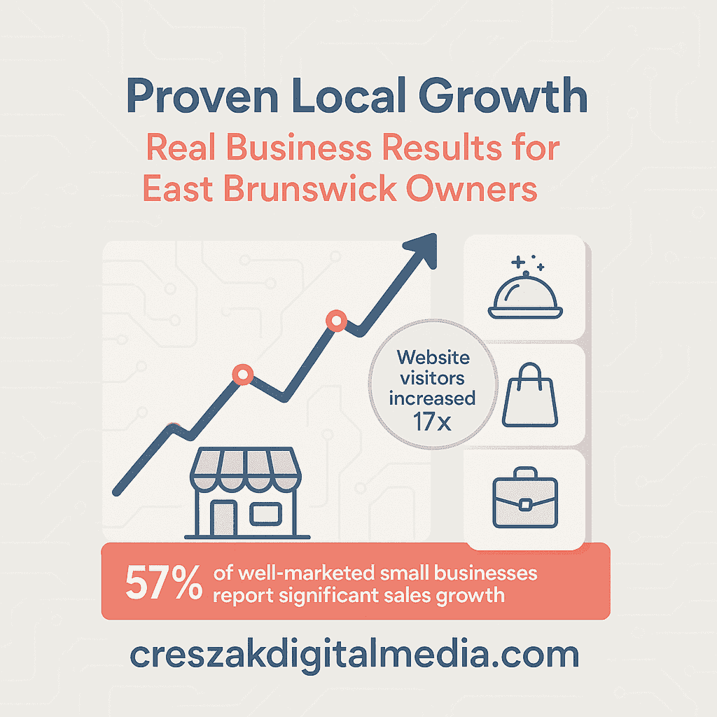 Digital Marketing Services in East Brunswick showing proven success stories through local SEO growth by CresZak Digital Media