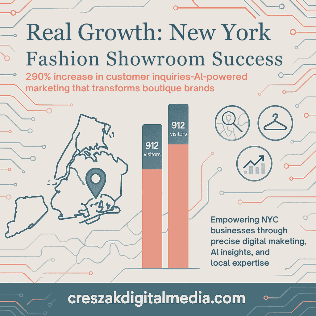 Digital Marketing Services in New York success story showing boutique showroom growth through local SEO by CresZak Digital Media