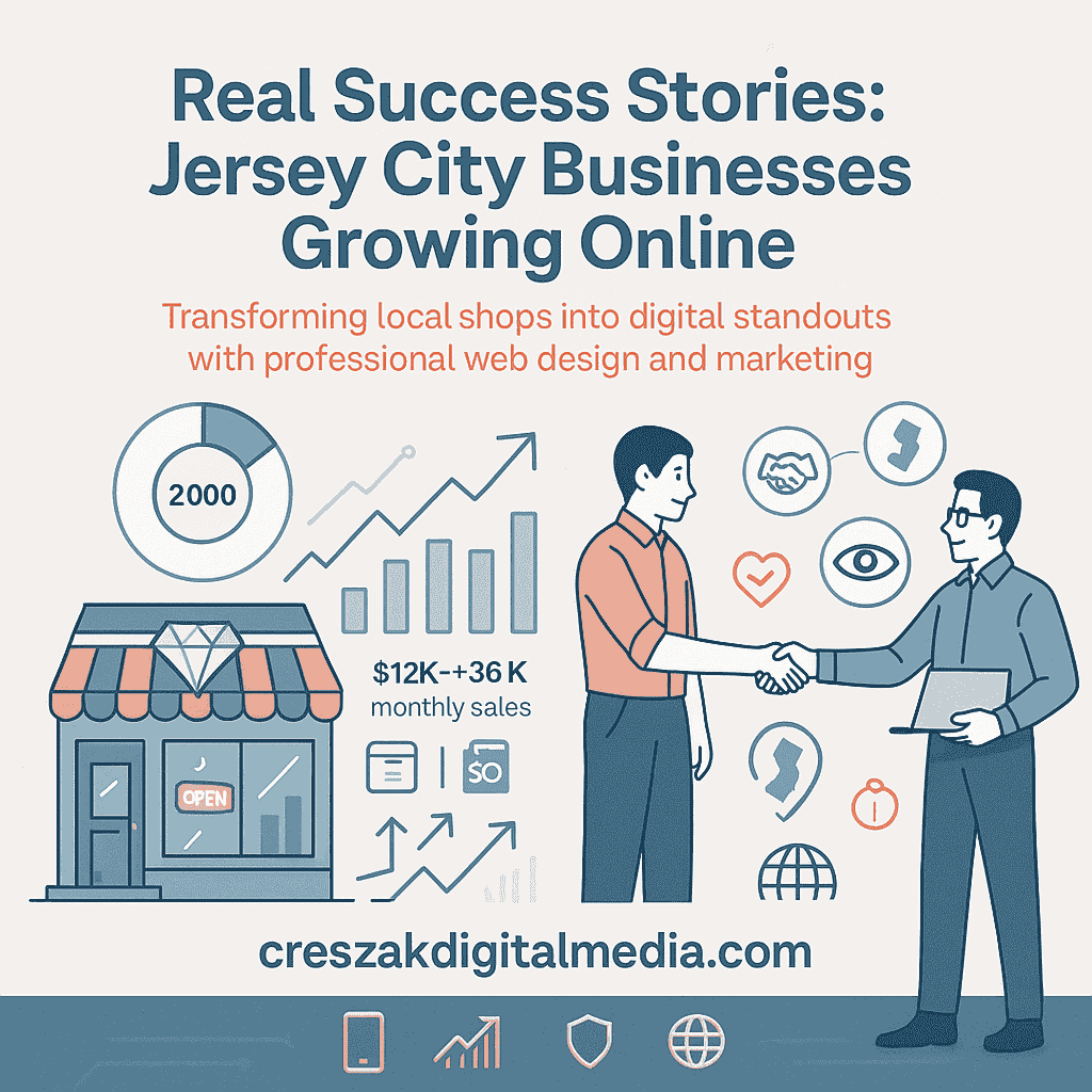 Digital Marketing Services in Jersey City success stories showing small business growth through local SEO by CresZak Digital Media