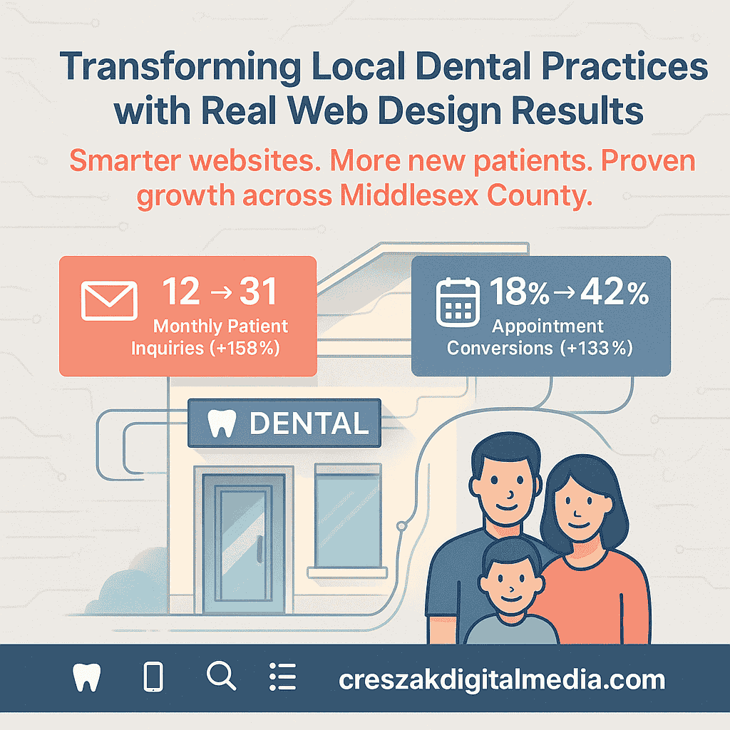 real web design services in east brunswick success family dental practice transformation Web Design Services in East Brunswick transforming a family dental practice website by CresZak Digital Media with responsive design