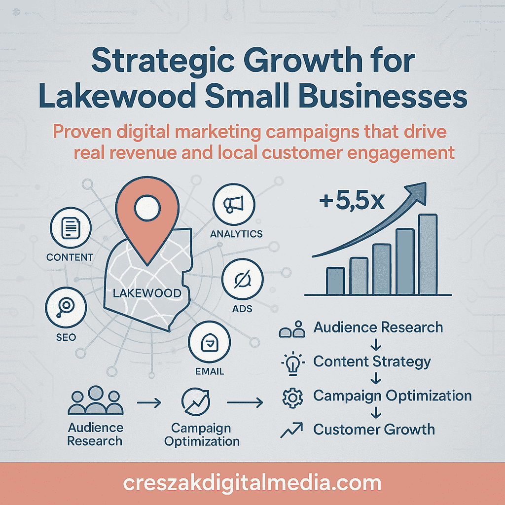 Digital Marketing Services in Lakewood creating strategic marketing campaigns with SEO strategy by CresZak Digital Media