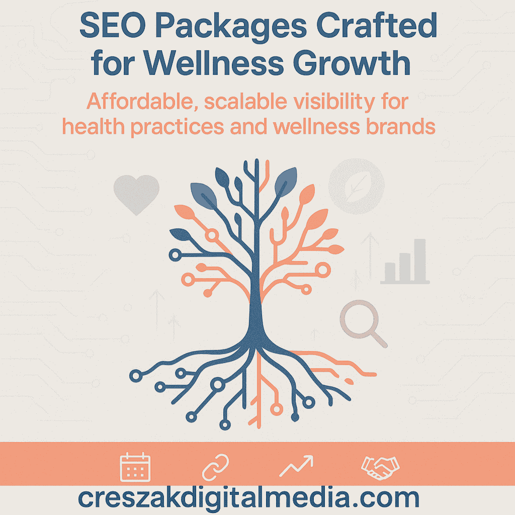 Tailored SEO services for health and wellness packages growing with your health practice by CresZak Digital Media