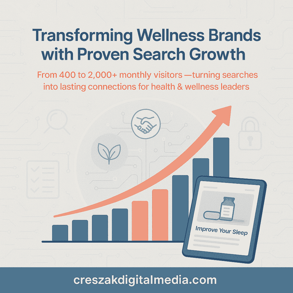 Transforming wellness brands through measurable SEO services for health and wellness success by CresZak Digital Media