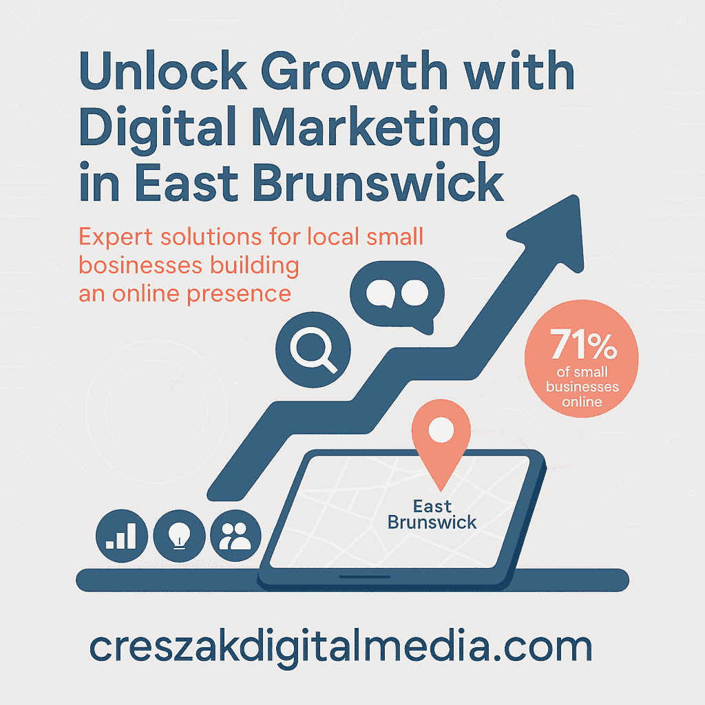Digital Marketing Services in East Brunswick explaining marketing support for small businesses with SEO strategy by CresZak Digital Media