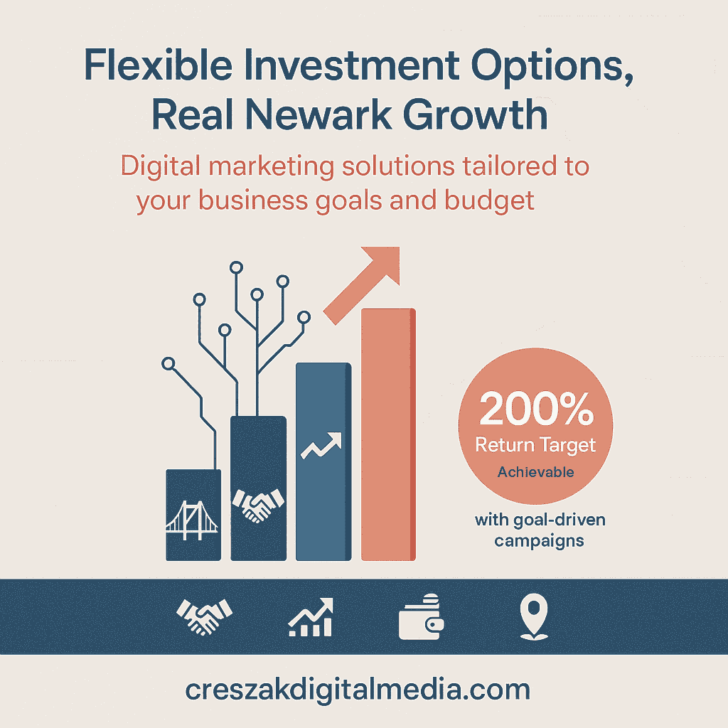 Digital Marketing Services in Newark offering flexible marketing investment plans with SEO strategy by CresZak Digital Media
