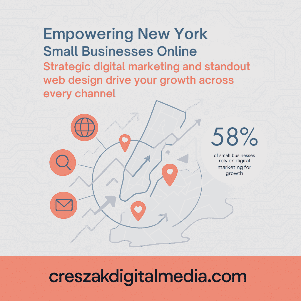 Digital Marketing Services in New York explaining how marketing works for small businesses with SEO strategy by CresZak Digital Media